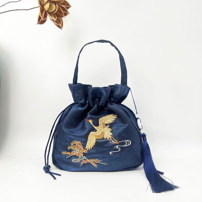 FLOWERSVERSE  Spring Outing with Embroidered Han Chinese Clothing Crossbody Bag Antiquity Bag Artistic Tassel National Style Casual All-Match Clutch Bag Large Capacity