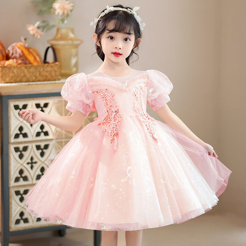 flowersverse Girls' Princess Dress  Summer New Children's Dress Baby Western Style Festival Performance Children's Clothing Dress Wholesale