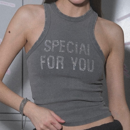 New High-end Crystal Diamond Sports Vest Women's Slim-fit Spice Girls Skinny Tops Women's