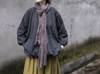 creative skin-friendly and wide in autumn and winter, literary coat, cotton and linen lamb velvet retro buckle short coat