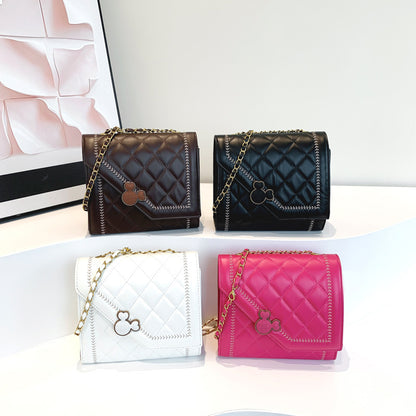 FLOWERSVERSE  New Women's Square Shoulder Bag Elegant Korean Style Messenger Bag Women's Bag Chain All-Match Diamond Quilted Handbag