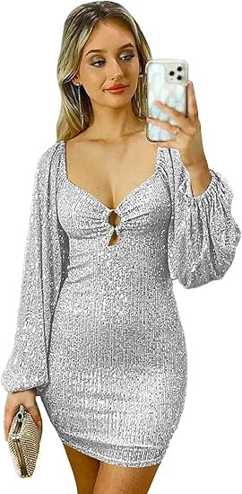 FLOWERSVERSE 2025New   autumn new 2025 beads sexy long-sleeved deep V retro sequins medium and long dress
