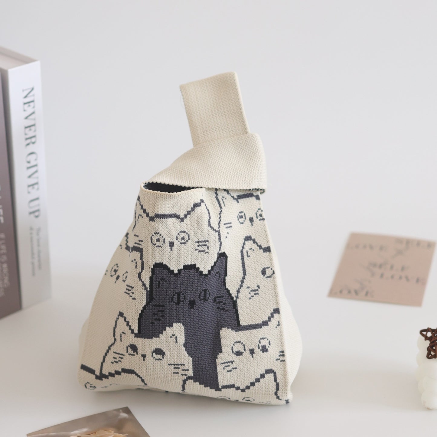 FLOWERSVERSE  INS Internet Hot New Handbag Women's Knitted Bag Japanese and Korean Style All-Match Hand Carrying Casual Tote Bag Factory Wholesale