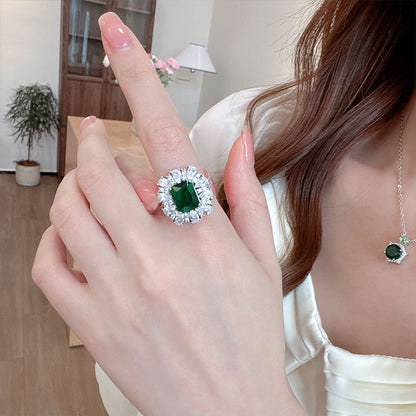2025 Niche design temperament geometric versatile flower ring new light luxury high-end zircon high-end open ring