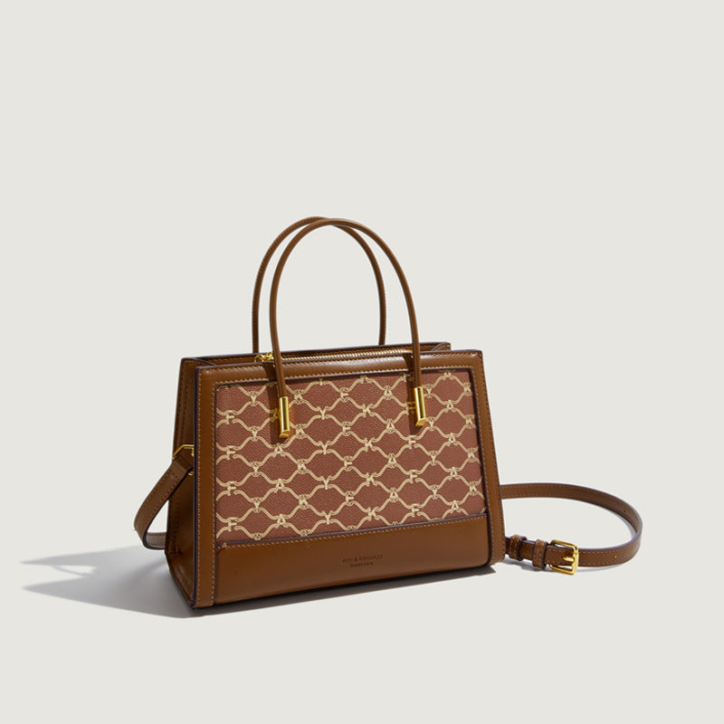 2025 hot-selling handbag women's popular fashion retro printed shoulder bag high-end sense large-capacity commuter bag wholesale