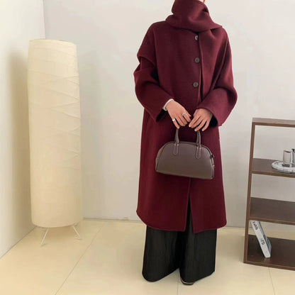 2025 Yak velvet mulberry silk wool single-row multi-button scarf, shoulder-length sleeves, double-sided woolen cashmere coat, no vest.
