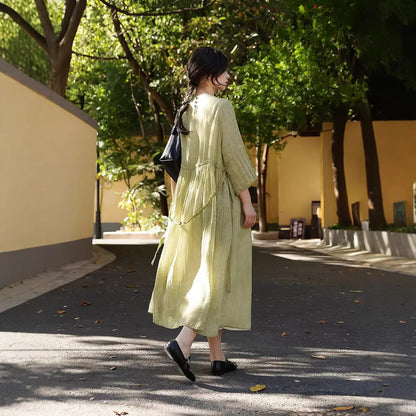 2025 Women's Spring and Summer Women's Skirt Dress Long Dress Grass Green Long Skirt Summer Premium Dress B0650