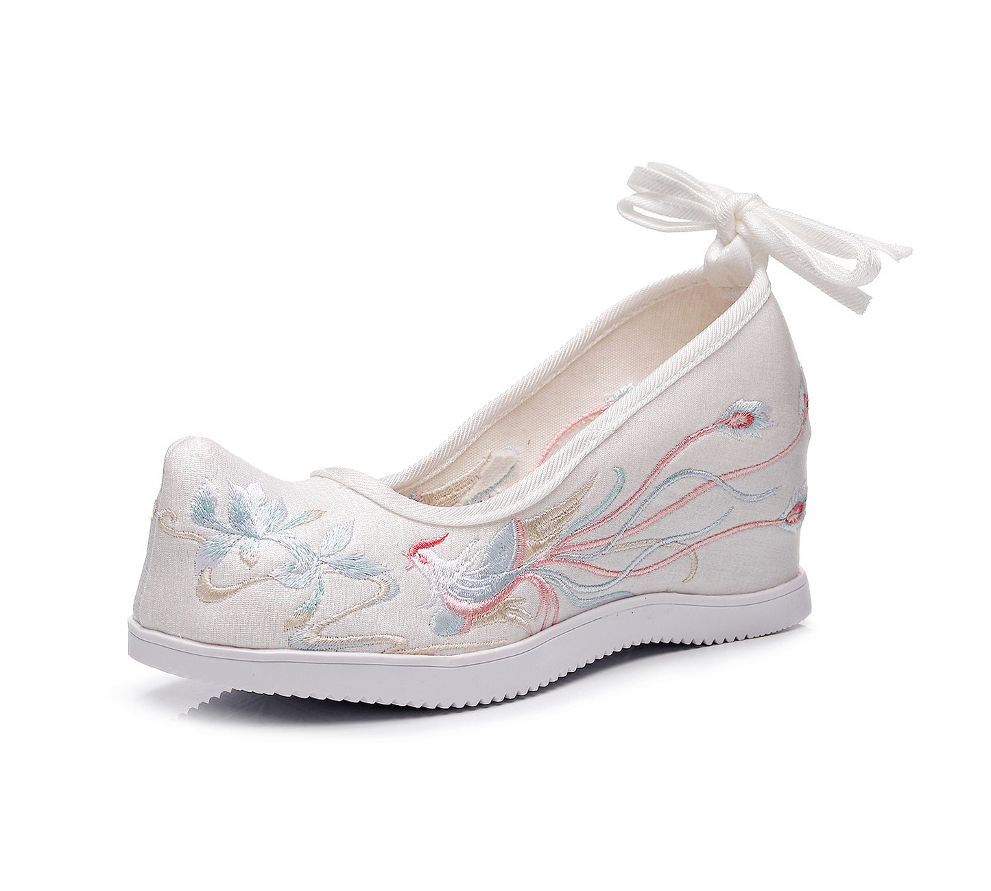 flowersverseHigh Heel the Han-Style Clothing Shoes Women's Ancient Style Height Increasing Insole Seven cm Embroidered Cotton Shoes Matching Retro Matching Student Dancing Shoes