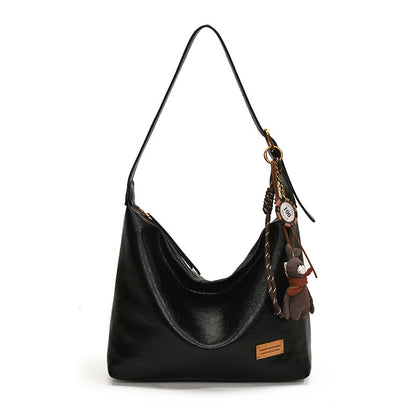 FLOWERSVERSE 2025 Autumn and winter new retro oily leather PU women's bag simple fashion iron brand small square brand armpit bag temperament commuter shoulder bag