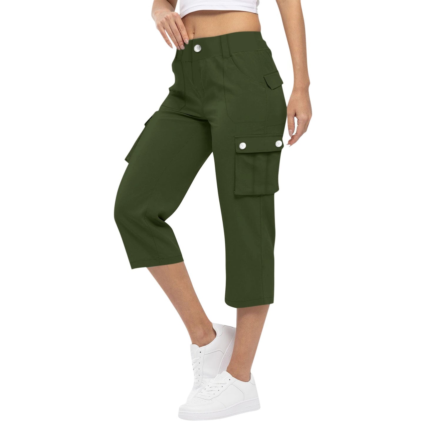 FLOWERSVERSE  Women's Trendy All-Match Solid Color Fitness Running Leisure Loose Wide Leg Straight Workwear Cropped Pants