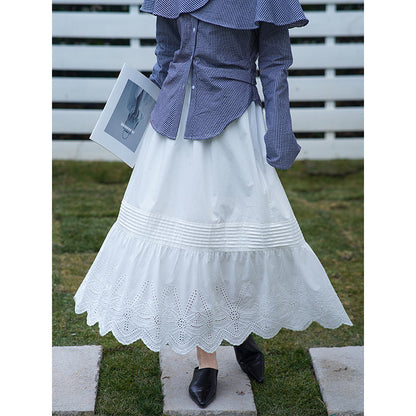 2025  spring new heavy industry  embroidery skirt high-end lace niche design long dress 8351