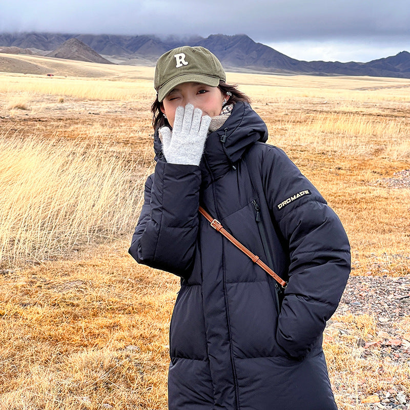 Down cotton-padded clothes women's 2025 winter new Korean version medium and long cotton-padded clothes women's letters thickened women's cotton-padded jackets trendy