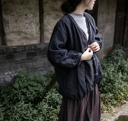 creative skin-friendly and wide in autumn and winter, literary coat, cotton and linen lamb velvet retro buckle short coat