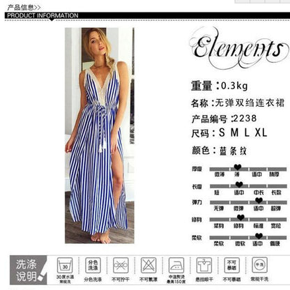 New Summer   European and American Women's Vest Dress Stripes Printed Sexy Clothing and Dress