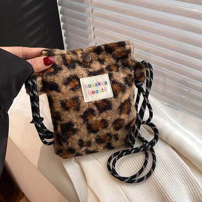 FLOWERSVERSE 2025 Cross-border wind autumn and winter new 2025 New Year's Christmas bag cute plush polka dot striped Popular style parent-child messenger bag