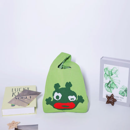 FLOWERSVERSE  INS Internet Hot New Handbag Women's Knitted Bag Japanese and Korean Style All-Match Hand Carrying Casual Tote Bag Factory Wholesale