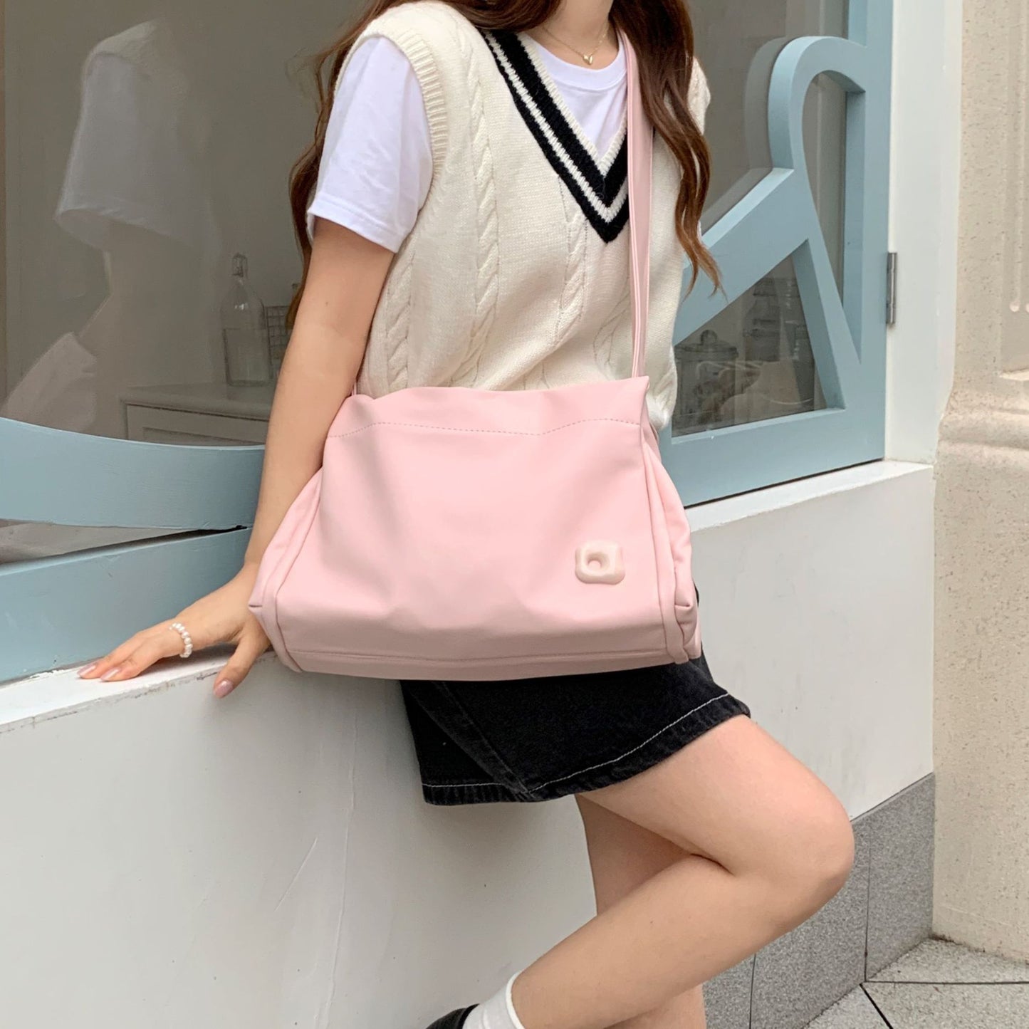 FLOWERSVERSE 2025 Large-capacity pink student class leisure commuting tote bag women's  new high-end shoulder messenger bag