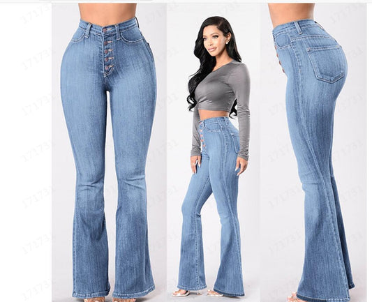 Popular trade New supply High waist elastic wide leg jeans women