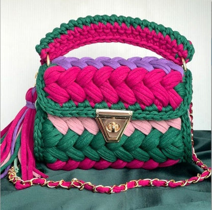 FLOWERSVERSE  Xuan Ya Hand-Woven Women's Handbag Color Bag Women's Crossbody Chain Bag Cross-Border Handbag