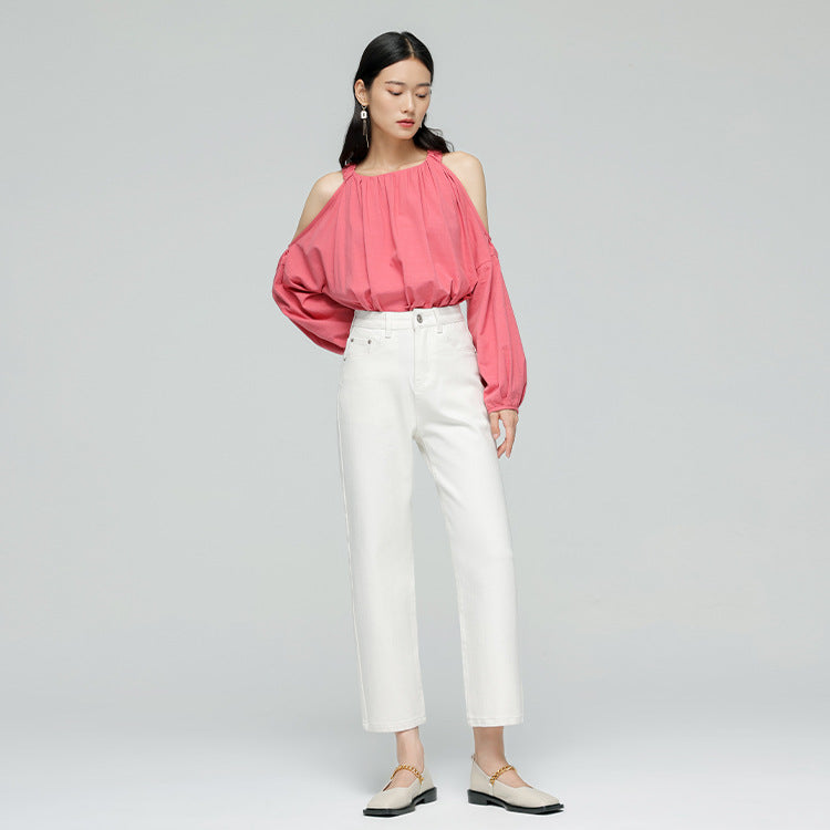 2025 Jeans Women's Autumn Lycra Universal Elastic White Elegant Smart Tall Skinny Women's Nine-point Jeans