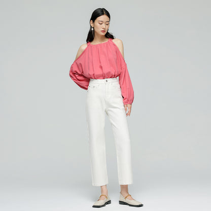 2025 Jeans Women's Autumn Lycra Universal Elastic White Elegant Smart Tall Skinny Women's Nine-point Jeans