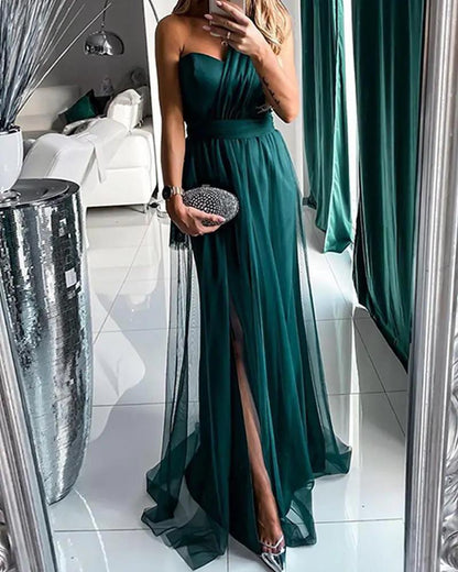 FLOWERSVERSE 2025 New Popular trade new temperament commuter ins long dress outer single solid color suspender dress evening dress
