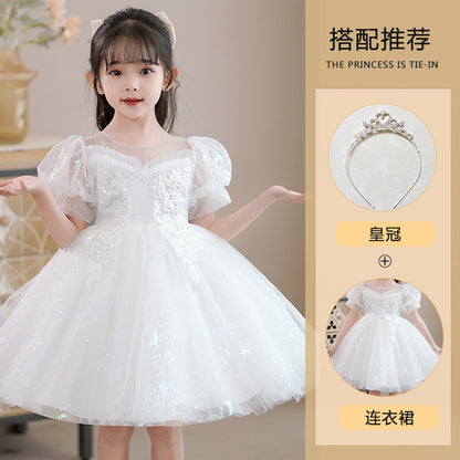 flowersverse Girls' Princess Dress  Summer New Children's Dress Baby Western Style Festival Performance Children's Clothing Dress Wholesale