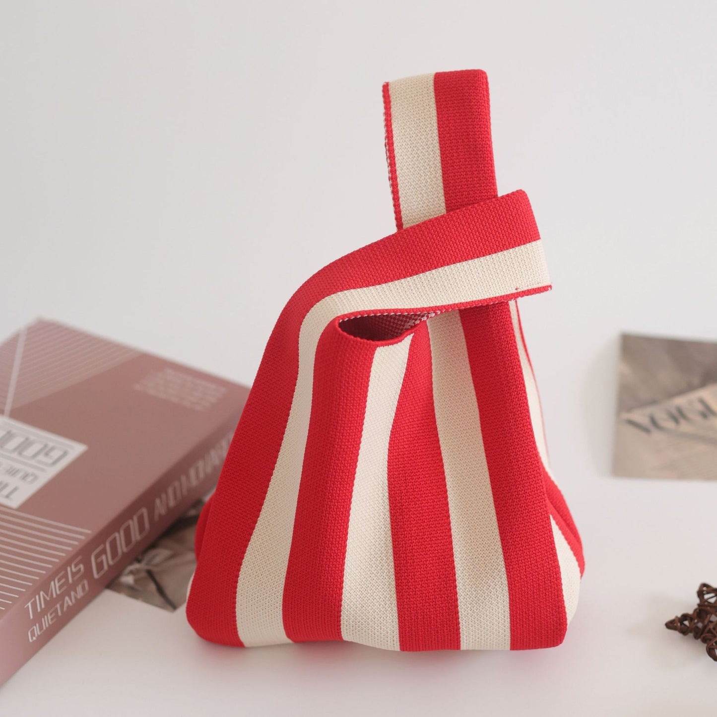 FLOWERSVERSE  INS Internet Hot New Handbag Women's Knitted Bag Japanese and Korean Style All-Match Hand Carrying Casual Tote Bag Factory Wholesale