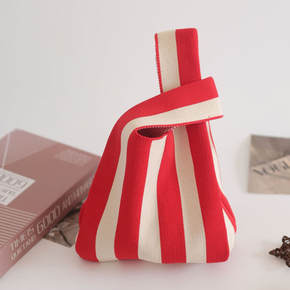 FLOWERSVERSE  INS Internet Hot New Handbag Women's Knitted Bag Japanese and Korean Style All-Match Hand Carrying Casual Tote Bag Factory Wholesale