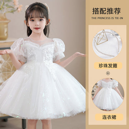 flowersverse Girls' Princess Dress  Summer New Children's Dress Baby Western Style Festival Performance Children's Clothing Dress Wholesale