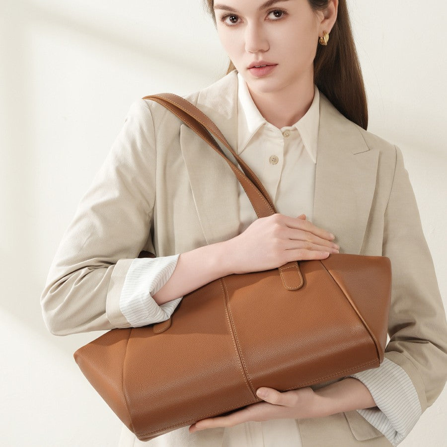 Large capacity simple shoulder wing bag, leather tote bag, fashionable portable women's bag