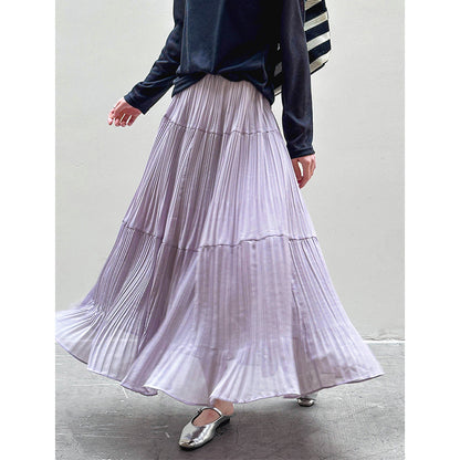 2025  spring new Korean version of dopamine pleated design sense atmosphere trend pleated skirt half-length skirt 702