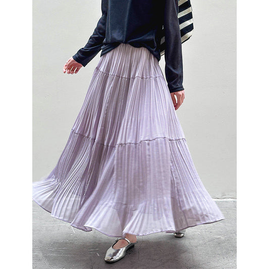 2025  spring new Korean version of dopamine pleated design sense atmosphere trend pleated skirt half-length skirt 702