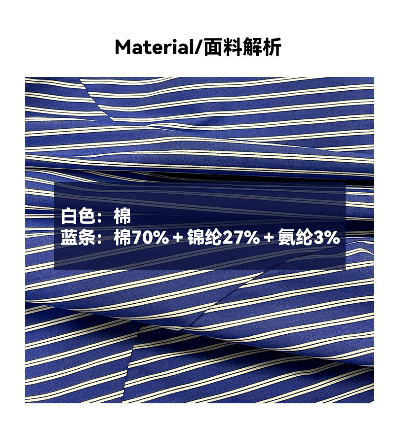 2025  Spring New Korean Version Striped Front Shoulder Lapel Design Sense Casual Versatile Shirt Women's Top 5815