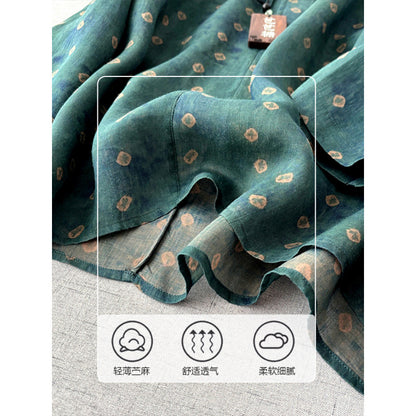 Literary and retro printed shirt skirt set  spring comfortable pendulum double-layer A-word long skirt two-piece set