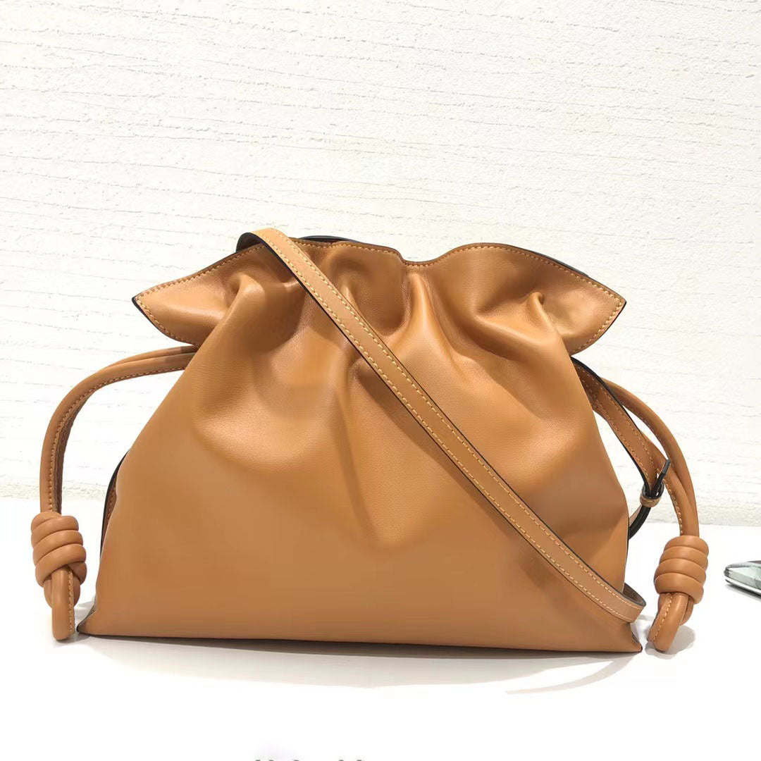 FLOWERSVERSE 2025 Ceiling fiamenco lucky bag bag calfskin drawstring bucket bag underarm oblique span shoulder mini cloud women's bag