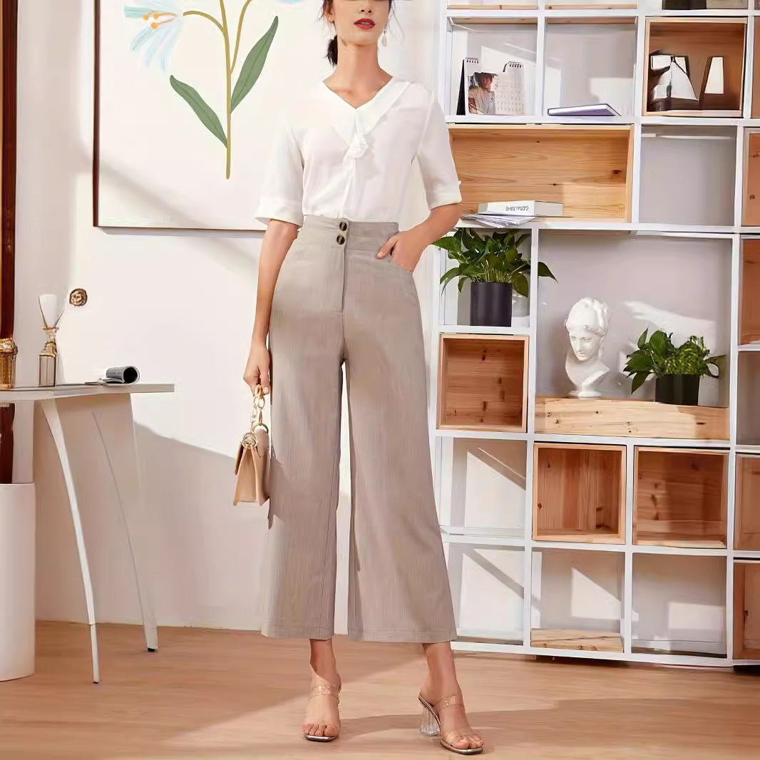 FLOWERSVERSE  In Stock!  New  Summer European and American High Waist Slim-Fitting Ankle Length Trousers Women