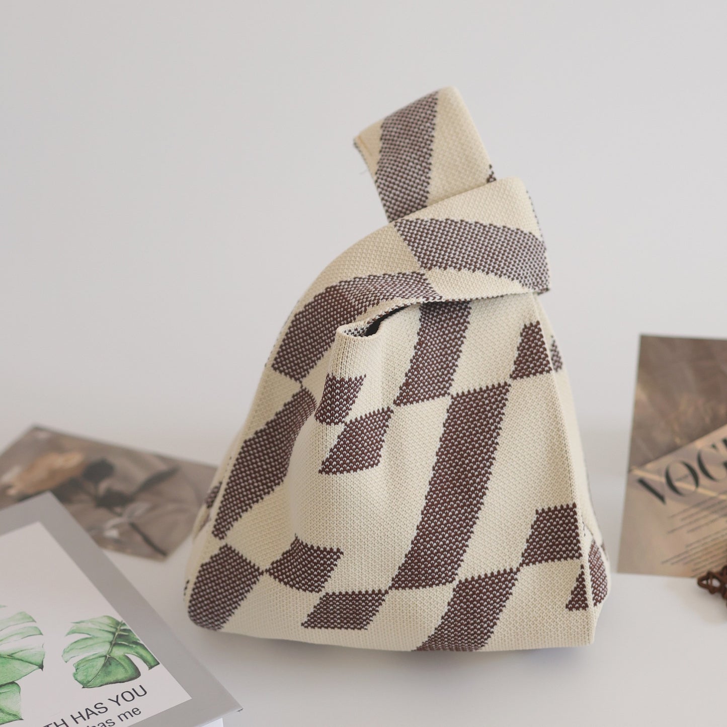 FLOWERSVERSE  INS Internet Hot New Handbag Women's Knitted Bag Japanese and Korean Style All-Match Hand Carrying Casual Tote Bag Factory Wholesale