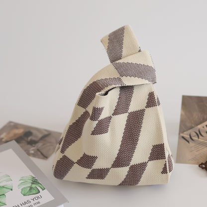 FLOWERSVERSE  INS Internet Hot New Handbag Women's Knitted Bag Japanese and Korean Style All-Match Hand Carrying Casual Tote Bag Factory Wholesale