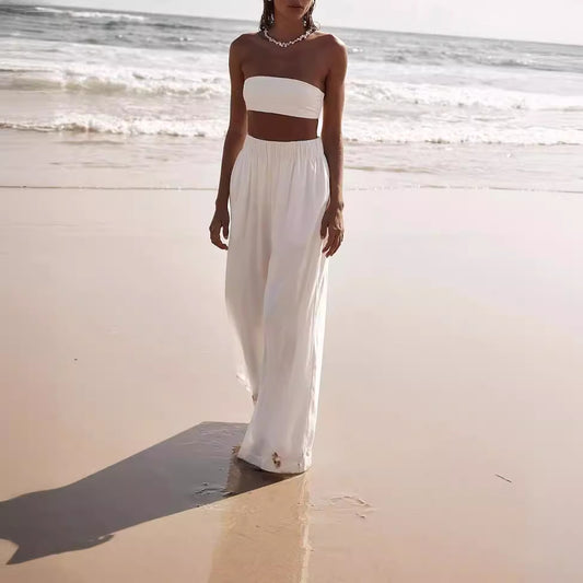 FLOWERSVERSE  Source  Cross-Border European and American Spring and Summer Thin Ins Super Hot All-Match Loose Wide Leg Casual Trousers Women