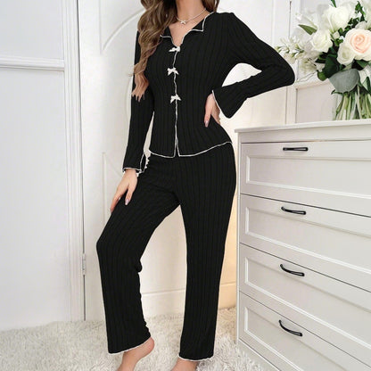 FLOWERSVERSE 2025 Hot Sale in International Station Basic Comfortable Casual Fashion Suit popular Autumn and Winter New Home Slim Two-piece Set