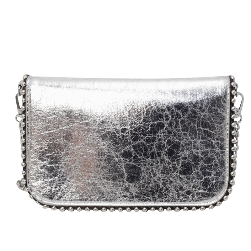 FLOWERSVERSE 2025 Cross-border new chain envelope bag, high-end niche design bead chain matte leopard print bag, messenger women's bag.