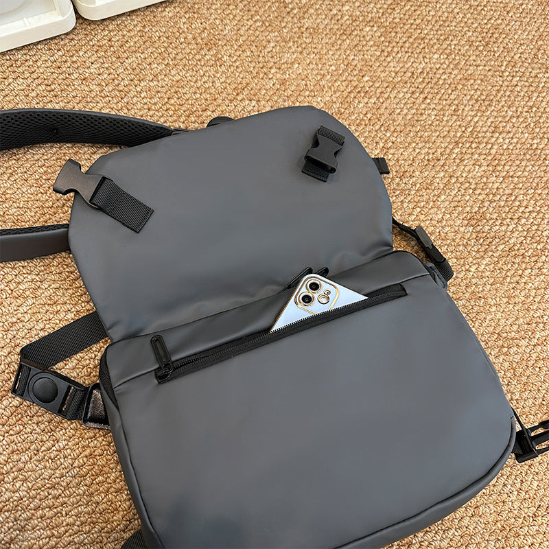 FLOWERSVERSE Men's Chest Bag  New Waterproof Oxford Cloth Chest Shoulder Crossbody Small Backpack Business Commute Shoulder Bag