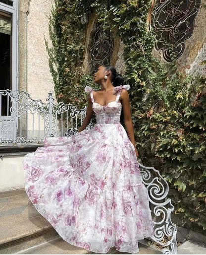 FLOWERSVERSE 2025New  new off-the-shoulder 2025 women's clothing fashion organza fairy long temperament evening dress dress