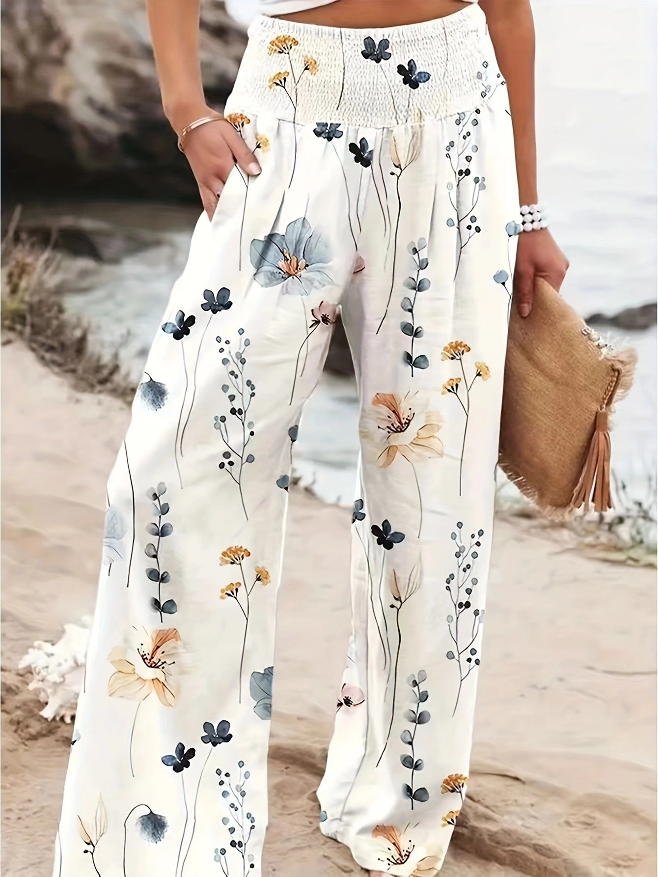 FLOWERSVERSE  European and American Spring and Summer  Cross-Border New Arrival Four Seasons Leisure Wide Leg Pants Printed Popular Loose Trousers for Women