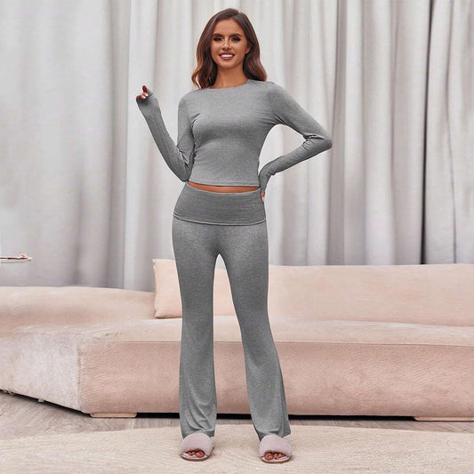 FLOWERSVERSE 2025 women's clothing popular loungewear casual style fashion suit autumn and winter versatile slim top trousers two-piece set