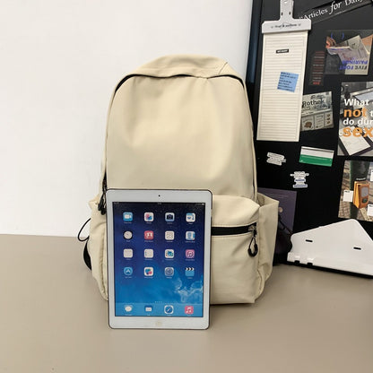 2025 popular lightweight solid color schoolbag female college student travel fashion high school student large capacity backpack middle school student backpack