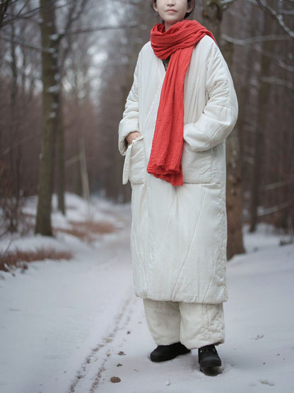 warm autumn and winter literary cotton clothes, mulberry silk cotton blended double-sided wear, soft and comfortable medium and long cotton-padded clothes