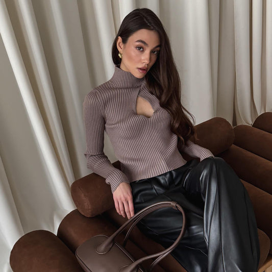 New spring new product turtleneck hollow turtleneck sweater temperament pullover n sweater women's new knitted sweater