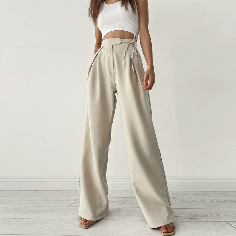 flowersverse Cc21172 Knitted Casual Sports Trousers HOTan and NEWn Women's Clothing Spring White High-Waist Loose Straight-Leg Wide-Leg Pants